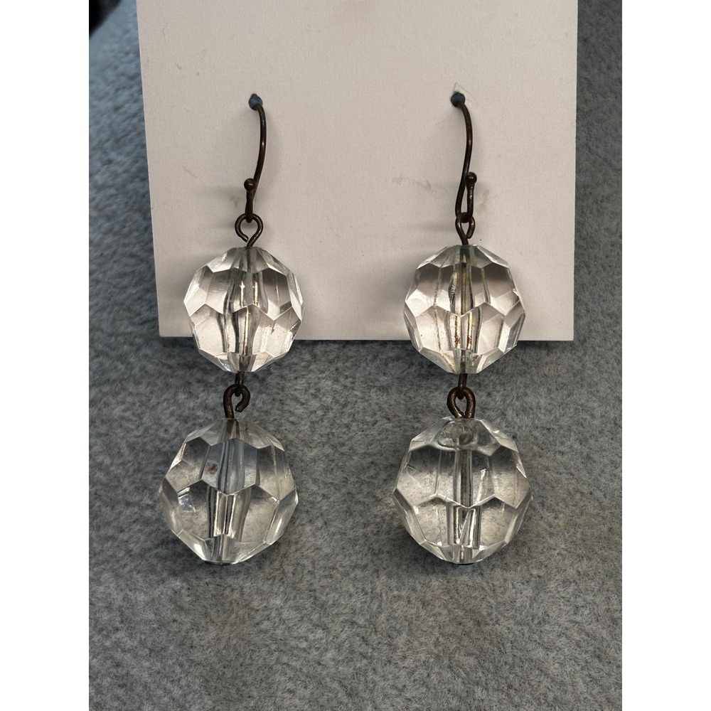 #22.  Vintage Clear Crystal Dangle Earrings